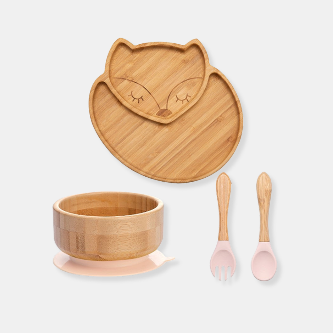 FoxyFeast Suction Plate, Bowl and Utensil Set