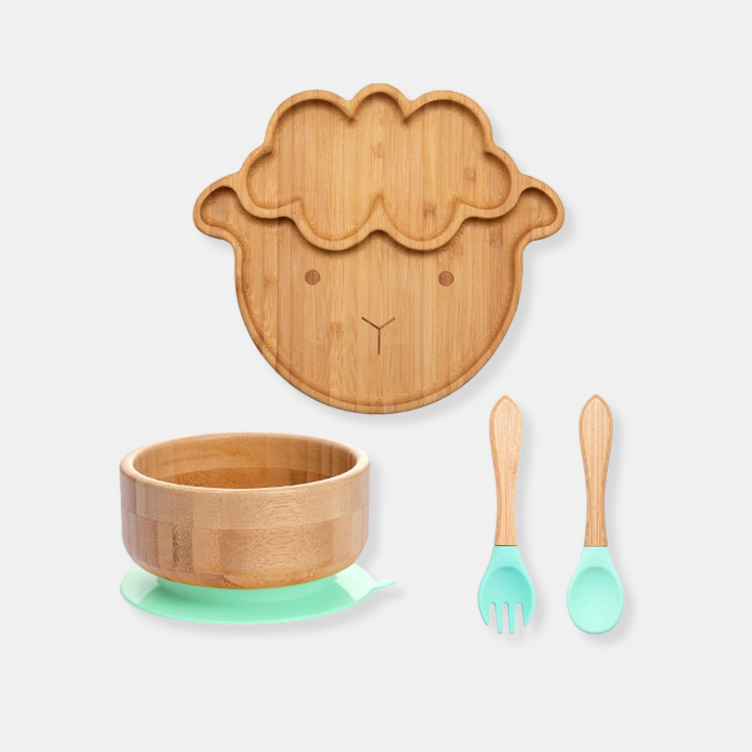 Sheepishly Suction Plate, Bowl and Utensil Set