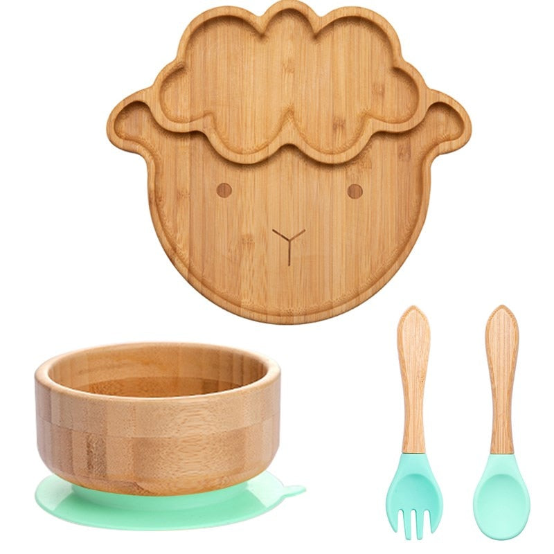 Sheepishly Suction Plate, Bowl and Utensil Set