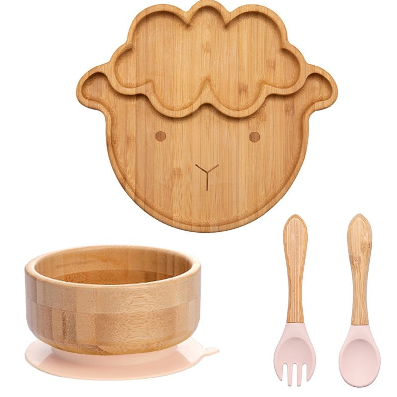 Sheepishly Suction Plate, Bowl and Utensil Set