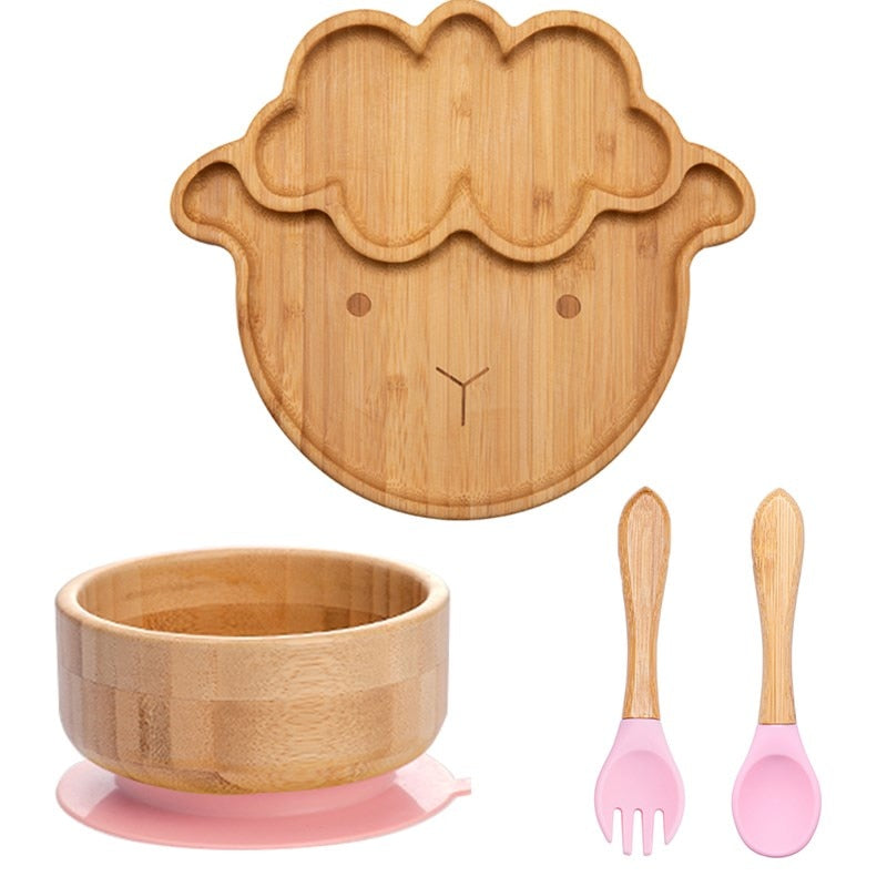 Sheepishly Suction Plate, Bowl and Utensil Set