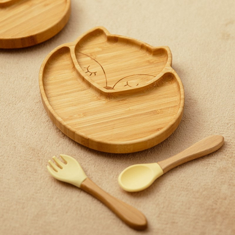 FoxyFeast Suction Plate, Bowl and Utensil Set